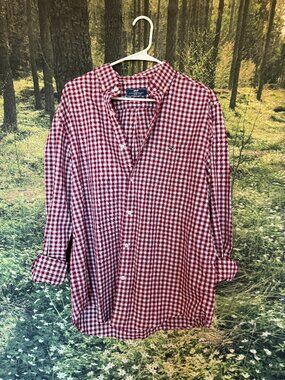 Vineyard Vines Red Gingham Button-Down Shirt — Classic Whale Logo